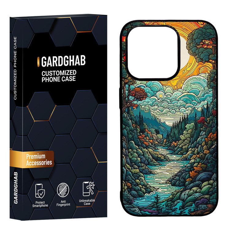 کاور گارد قاب مدل پشت گلس هنری مناسب برای گوشی موبایل اپل iPhone 15 Pro