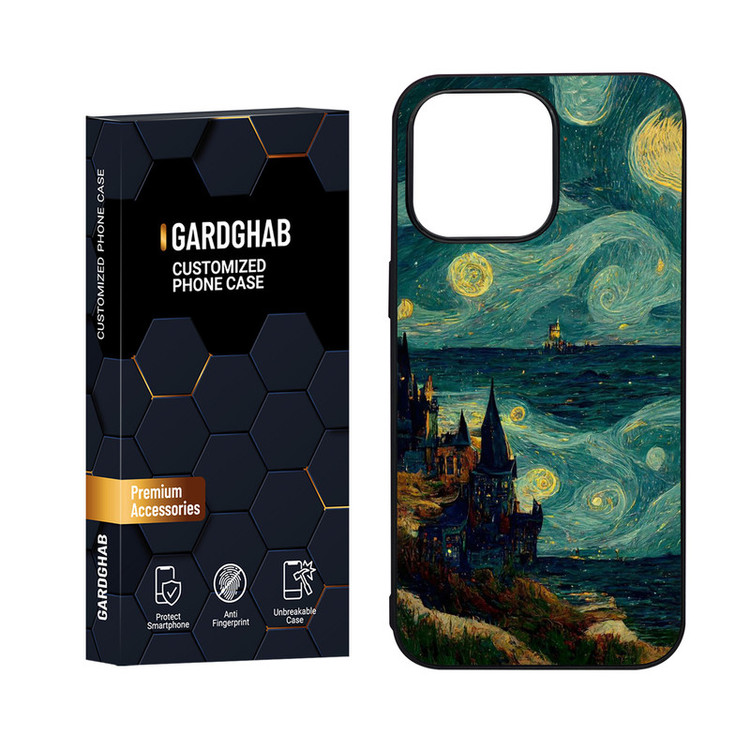 کاور گارد قاب مدل دور ژله ای پشت گلس هنری مناسب برای گوشی موبایل اپل iPhone 15 Pro Max