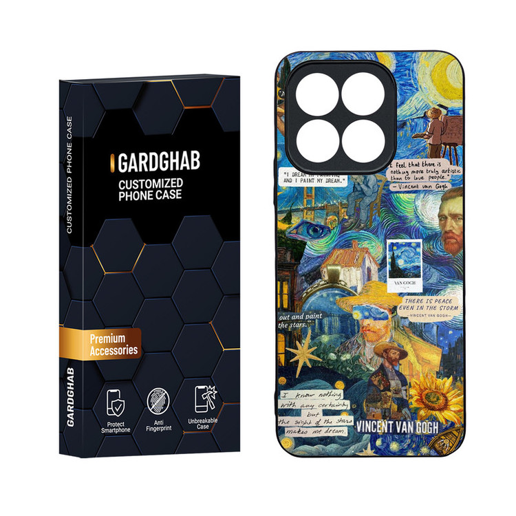 کاور گارد قاب مدل دور ژله ای پشت گلس هنری مناسب برای گوشی موبایل آنر X8b 4G
