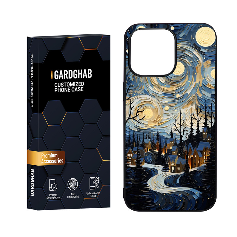 کاور گارد قاب مدل دور ژله ای پشت گلس هنری مناسب برای گوشی موبایل اپل iPhone 15 Pro Max