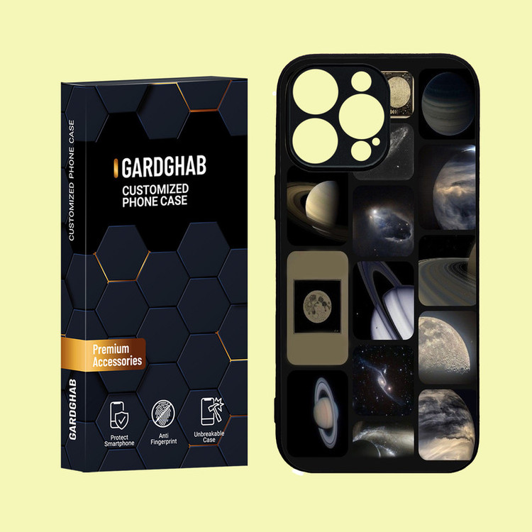 کاور گارد قاب مدل دور ژله ای پشت گلس کهکشان مناسب برای گوشی موبایل اپل iPhone 16 Pro Max