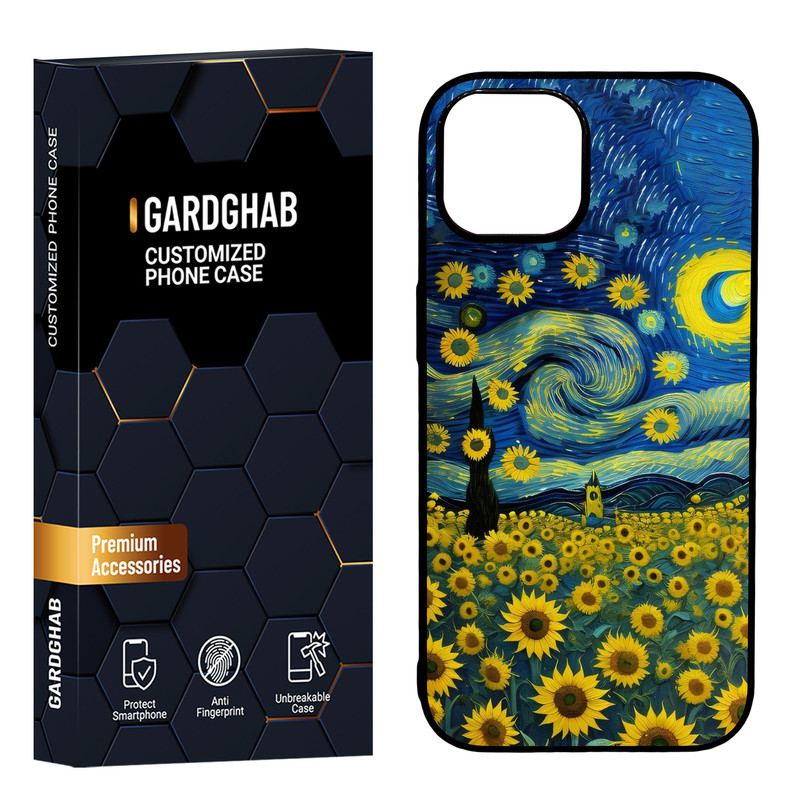 کاور گارد قاب مدل دور ژله ای پشت گلس هنری مناسب برای گوشی موبایل اپل iPhone 15
