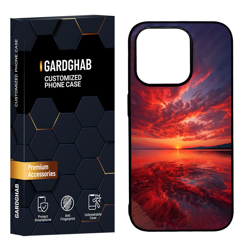 کاور گارد قاب مدل دور ژله ای پشت گلس طبیعت مناسب برای گوشی موبایل اپل iPhone15 pro