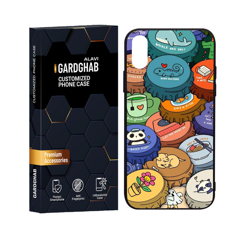 کاور گارد قاب علوی مدل دورژله ای پشت گلس کارتنی و انیمه مناسب برای گوشی موبایل اپل iPhone X / XS