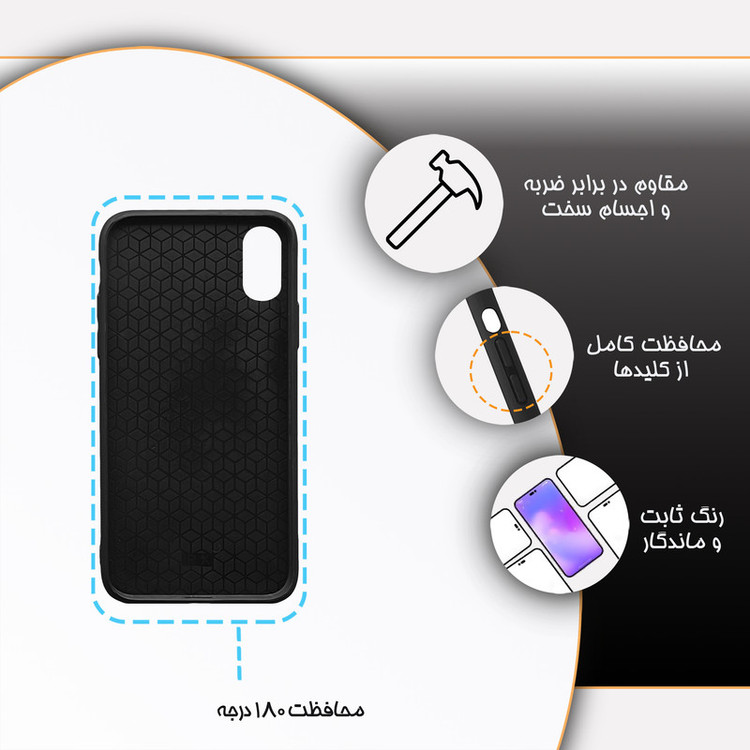 کاور گارد قاب مدل پشت گلس ساده مناسب برای گوشی موبایل اپل iPhone X/Xs