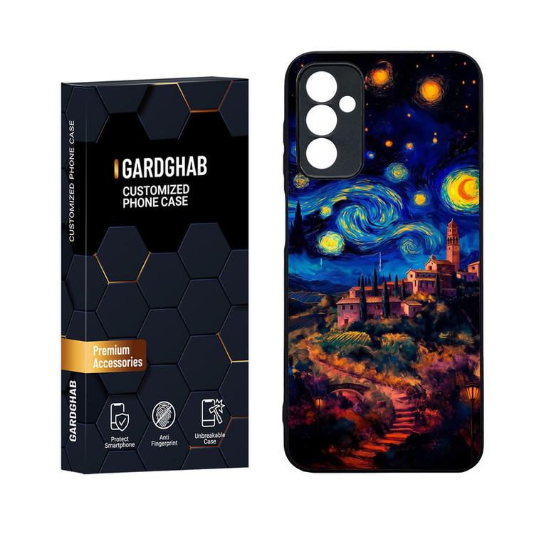 کاور گارد قاب مدل دورژله ای پشت گلس هنری مناسب برای گوشی موبایل سامسونگ Galaxy M13 4G