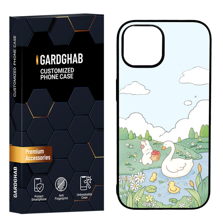 کاور گارد قاب مدل دور ژله ای پشت گلس فانتزی مناسب برای گوشی موبایل اپل iPhone 15