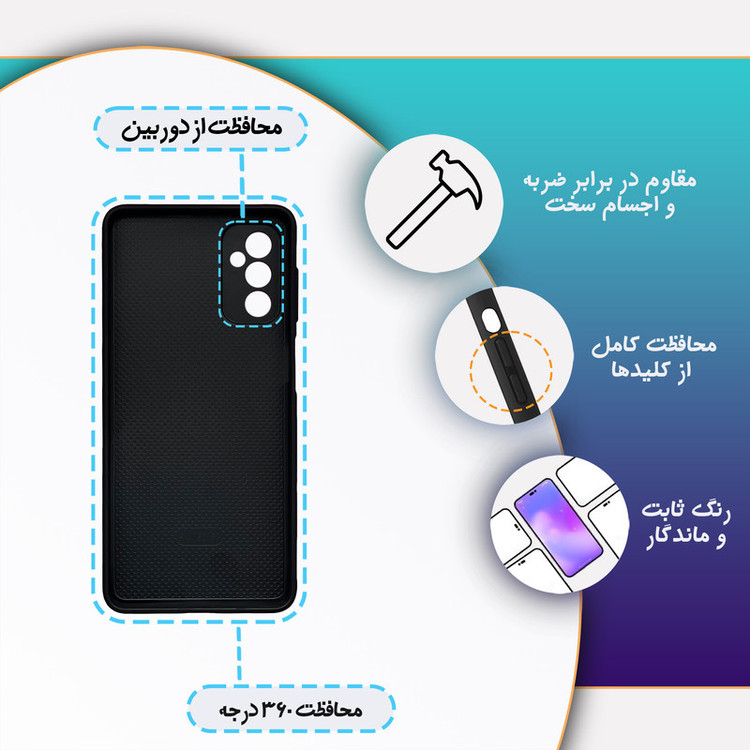 کاور گارد قاب علوی مدل دور ژله ای پشت گلس MLG مناسب برای گوشی موبایل سامسونگ Galaxy M52