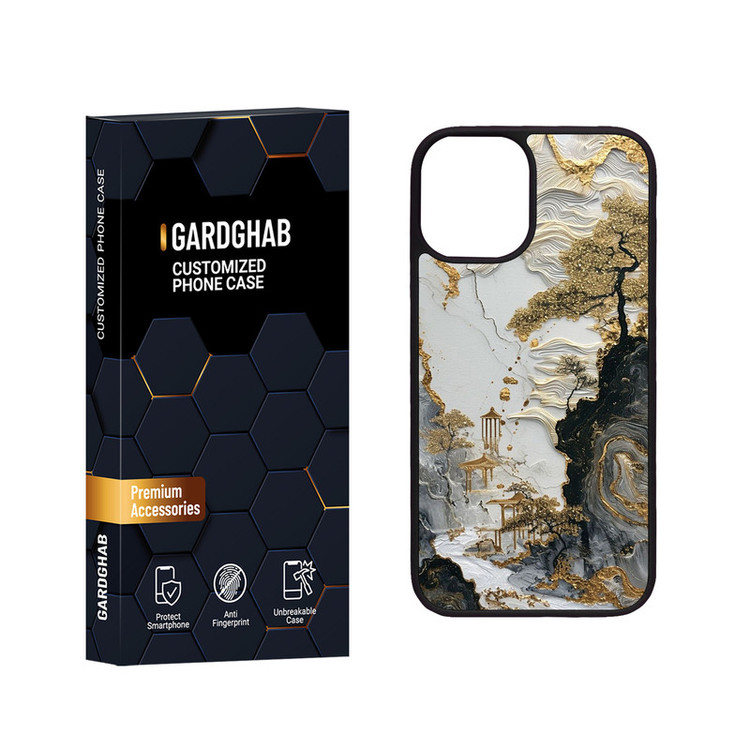 کاور گارد قاب مدل دور ژله ای پشت گلس هنری مناسب برای گوشی موبایل اپل iPhone 12 Mini
