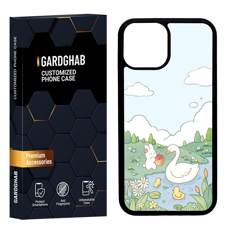 کاور گارد قاب مدل دورژله ای پشت گلس فانتزی مناسب برای گوشی موبایل اپل iPhone 13 Mini