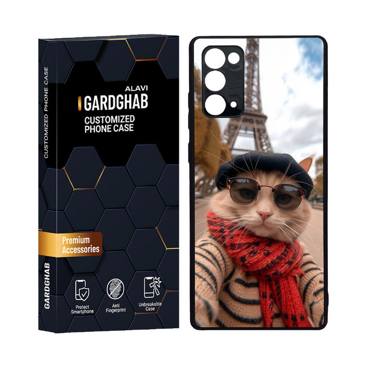کاور گارد قاب علوی مدل دور ژله ای پشت گلس هنری مناسب برای گوشی موبایل سامسونگ Galaxy Note 20